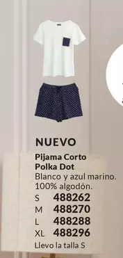 Pijama Corto Polka Dot Blanco Y Azul Marino. 100% Algodón