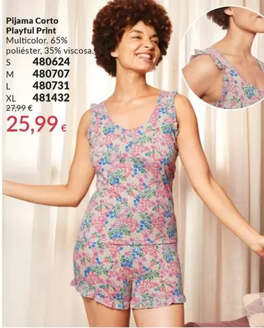 Pijama Corto Playful Print Multicolor. 65% Poliéster, 35% Viscosa