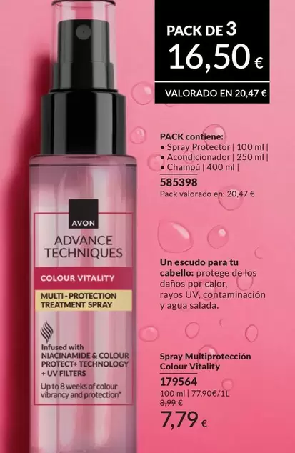 Avon - Pack Contiene: Spray Protector, Acondicionador, Champú