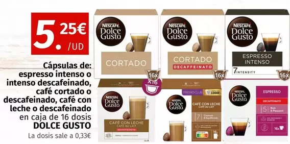 Dolce Gusto - Cápsulas De Espresso Intenso O Intenso Descafeinado O Descafeinado, Cafe Con Leche O Descafeinado