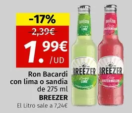 Breezer - Ron Bacardi Con Lima O Sandia