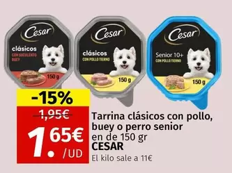 Cesar - Tarrina Clasicos Con Pollo Buey O Perro Senior