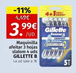 Gillette - Maquinilla Afeitar 3 Hojas Slalom 4 Uds