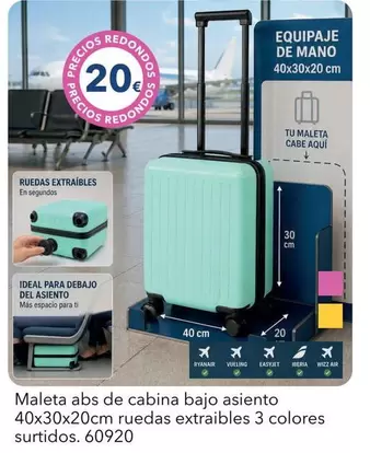 Maleta Abs De Cabina Bajo Asiento Ruedas Extraibles Colores Surtidos