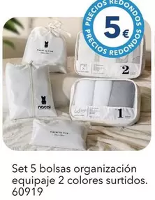 Set 5 Bolsas Organizacion Equipaje 2 Colores Surtidos