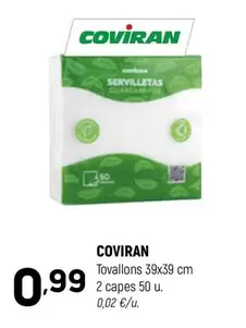 coviran - Tovallons 39x39 Cm 2 Capes 50 U.