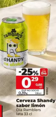 Dia Ramblers - Cerveza Shandy Sabor Limon