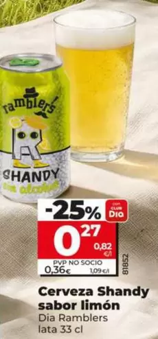 Dia Ramblers - Cerveza Shandy Sabor Limon