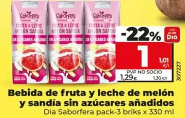 Bebida De Fruta Y Leche De Melon Y Sandia Sin Azucares Anadidos 