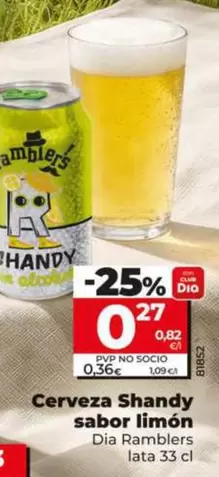 Dia Ramblers - Cerveza Shandy Sabor Limon 