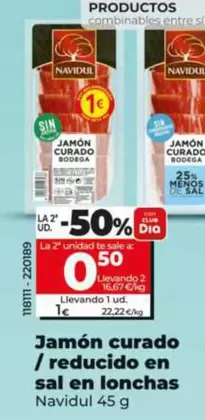 Navidul - Jamon Curado / Reducido En Sal En Lonchas 