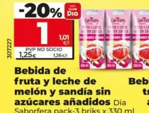 Dia Saborfera - Bebida De Fruta Y Leche De Melon Y Sandia Sin Azucares Anadidos