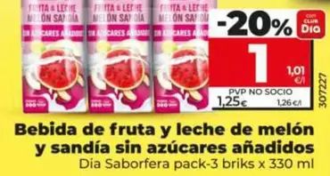 Dia Saborfera - Bebida De Fruta Y Leche De Melon Y Sandia Sin Azucares Anadidos 