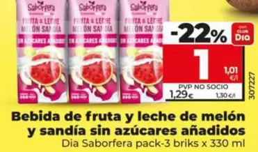Dia Saborfera - Bebida De Fruta Y Leche De Melon Y Sandia Sin Azucares Anadidos