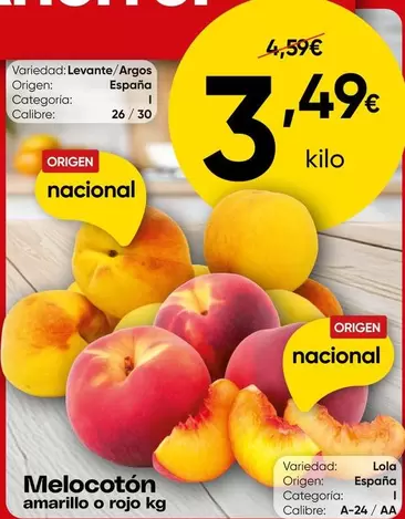 origen - Melocoton Amarillo O Rojo