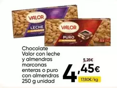 Valor - Chocolate Con Leche Y Almendras Marconas Enteras O Puro Con Almendras