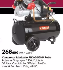 Ratio - Compresor Lubricado Pro-50/3hp