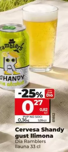 Dia Ramblers - Cerveza Shandy Sabor Limon