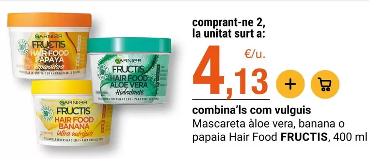 Fructis - Mascareta Aolo Vera, Banana O Papaia Hair Food