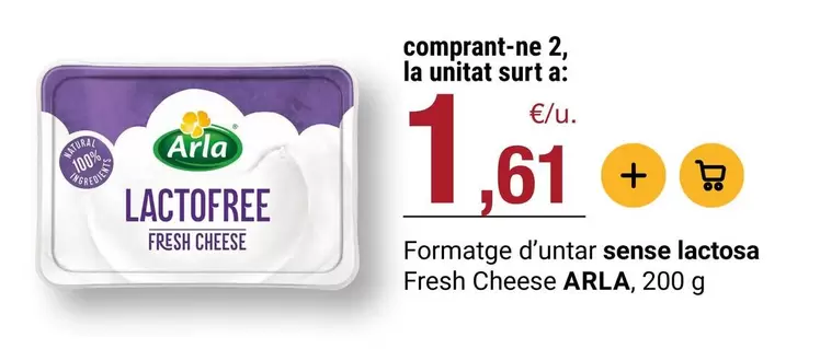 Arla - Formatge D'untar Sense Lactosa Fresh Cheese