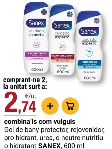Sanex - Gel De Bany Protector, Rejovenidor, Pro Hidrant, Urea, O Neutre Nutritiu O Hidratant
