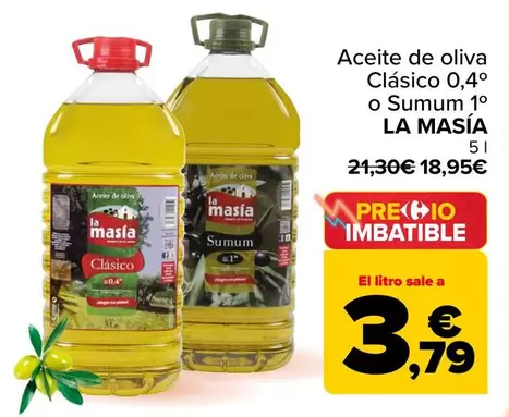 La Masía - Aceite De Oliva Clasico 0,4 O Sumum 1�  La Mas?a