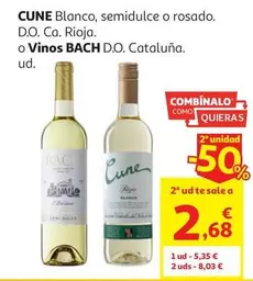 VINO BLANCO SEMIDULCE BACH EXTRISIMO DO CATALUÑA 75 CL