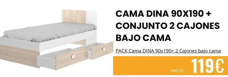 Dina - Cama  90x190 + Conjunto 2 Cajones Bajo Cama