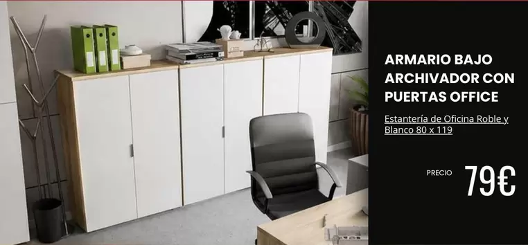 Blanco - Armario Bajo Archivador Con Puertas Office