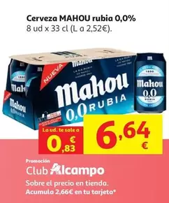 Mahou - Cerveza Rubia 0,0%