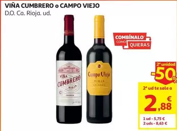 Vino Tinto Crianza Viña Cumbrero Doca Rioja 75 Cl