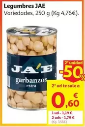GARBANZO COCIDO LATA JAE 250 G