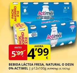 Actimel - Bebida Láctea Fresa, Natural O Desn 0%
