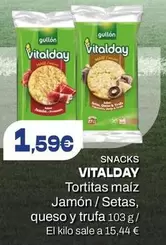 vitalday - Snacks Tortitas Maiz Jamón / Setas, Queso Y Trufa