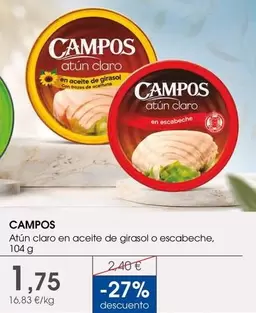 Campos - Atún Claro En Aceite De Girasol O Escabeche