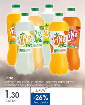 Trina - Refresco De Limón, Limón Zero, Naranja, Naranja Zero, Manzana Zero Y Tropical Sin Gas