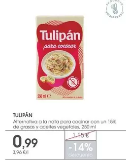 Tulipán - Atternativa A La Nata Para Cocinar Con Un 15% De Grasas Y Aceites Vegetales