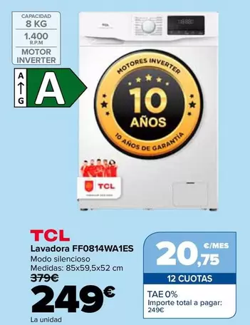 TCL - Lavadora FF0814WA1ES