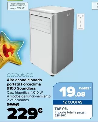 Cecotec - Aire Acondicionado Portátil Forceclima 9100 Soundless