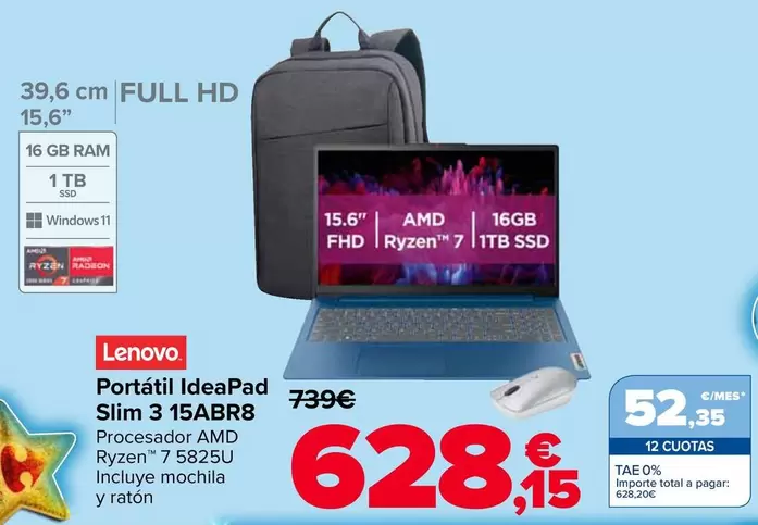 Lenovo - Portátil IdeaPad Slim 3 15ABR8