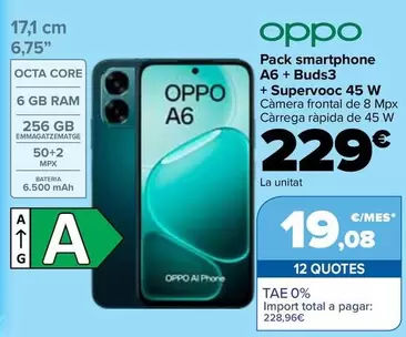 OPPO - Pack Smartphone A6 + Buds3 + Supervooc 45 W