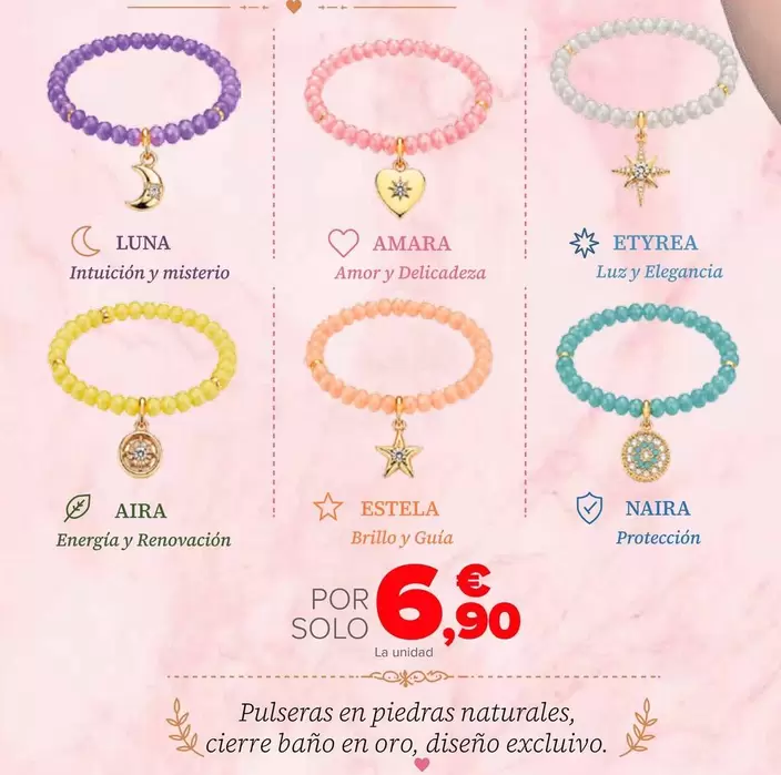 Pulseras En Piedras Naturales, Cierre Bano En Oro, Diseno Excluivo