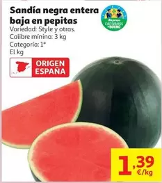 Sandía Negra Entera Baja En Pepitas