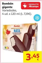 Bombon Gigante Chocolate Negro Auchan 4x120ml 334g