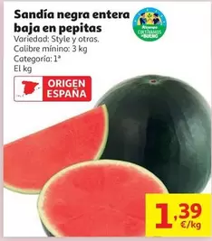 Sandía Negra Entera Baja En Pepitas