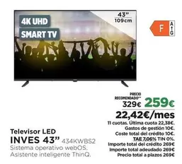 Inves - Televisor Led 43" 43kwwbs2