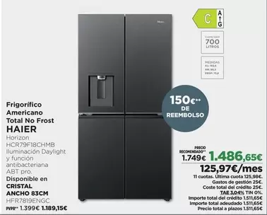 Haier - Frigorífico Americano Total No Frost