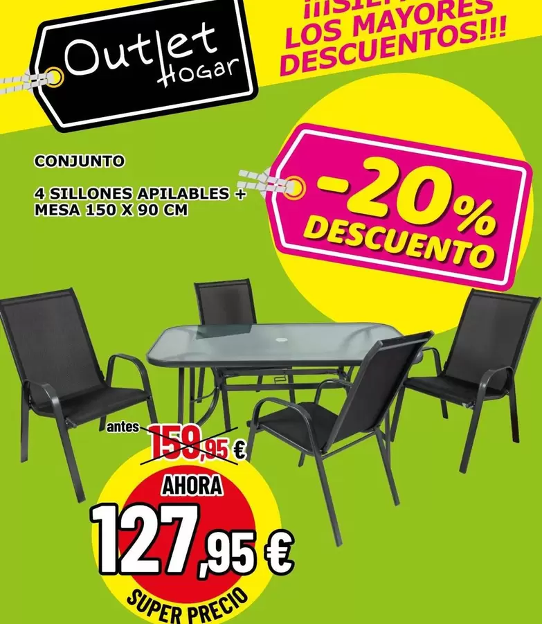 Conjunto 4 Sillones Apilables + Mesa