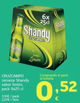 Cruzcampo - Cerveza Shandy Sabor Limon
