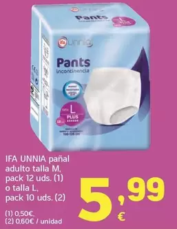 ifa unnia - Panal Adulto Talla M, Pack 12 Uds. O Talla L